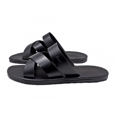 Men Sandals SKT-75 Black Leather (Oiled)